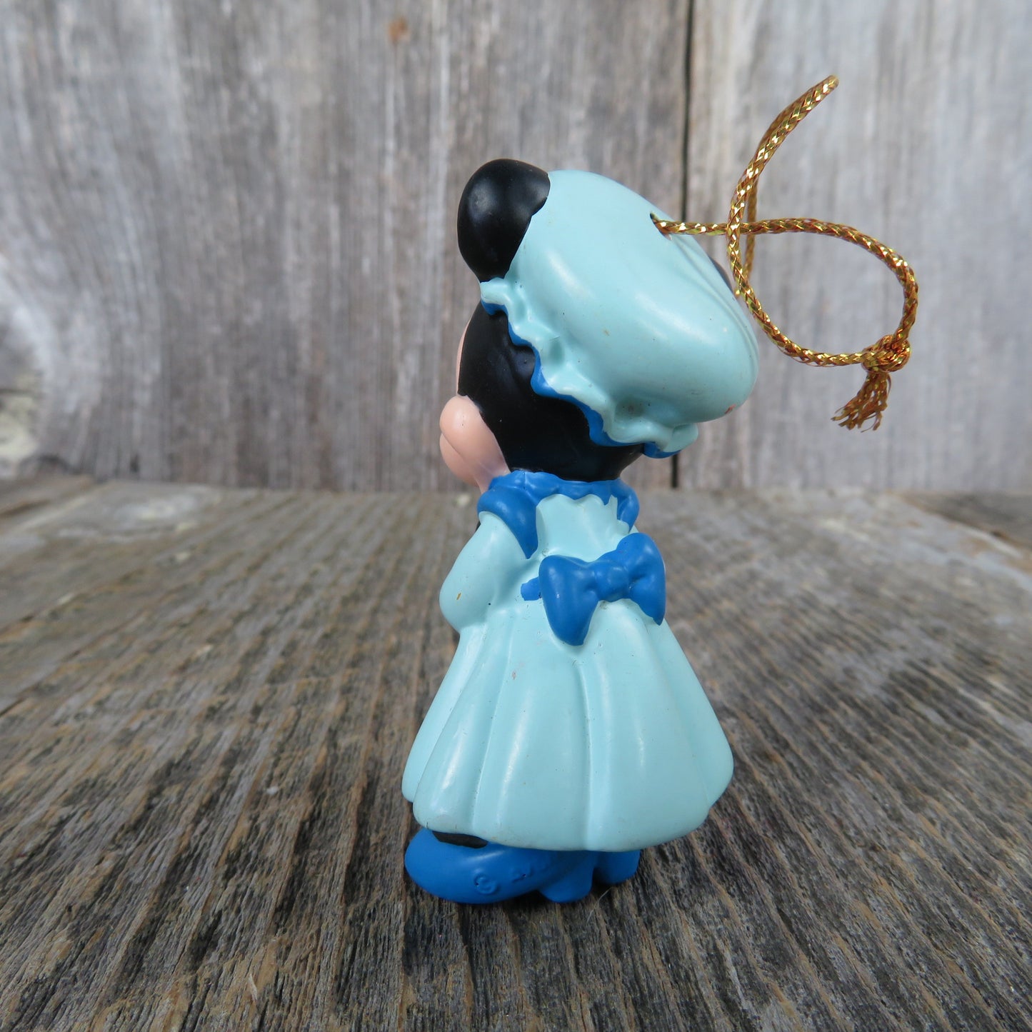 Vintage Minnie Mouse as Mrs. Cratchet Ornament Mickey's Christmas Carol Disney Blue Rubber