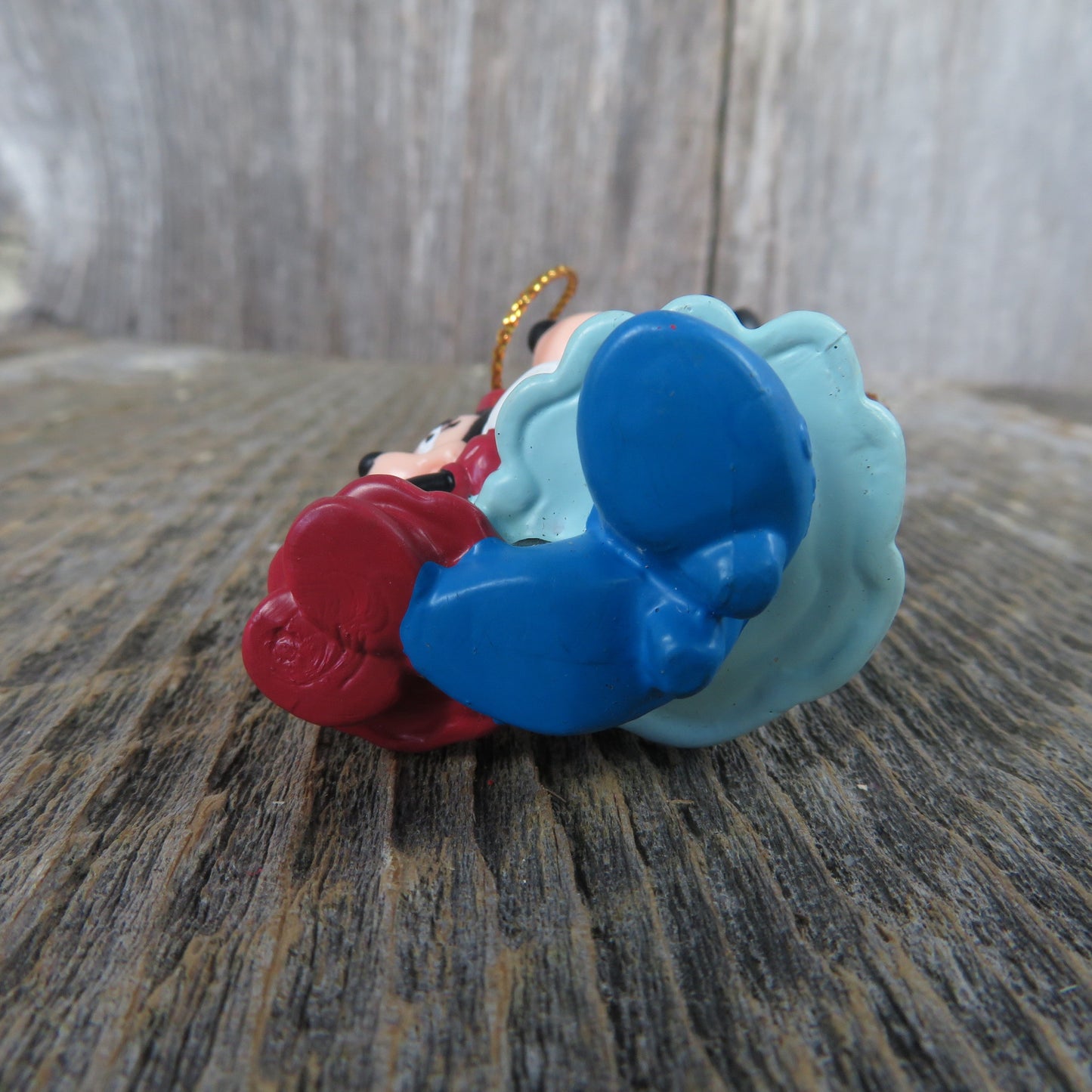 Vintage Minnie Mouse as Mrs. Cratchet Ornament Mickey's Christmas Carol Disney Blue Rubber