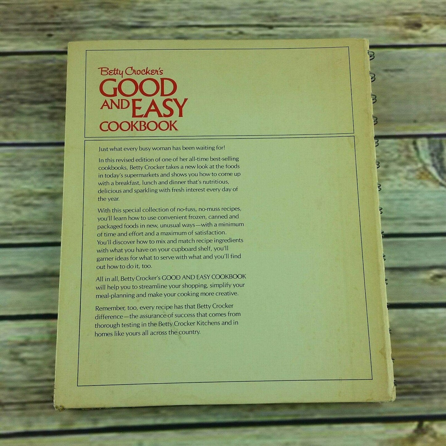 Vintage Betty Crocker Good and Easy Cookbook 1971 1st Printing Golden Press Hardcover Spiral Bound 1970s