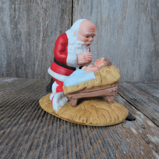 Vintage Kneeling Santa Jesus Figurine Jesus Christ Manger Christmas Statue Bisque Ceramic 1983