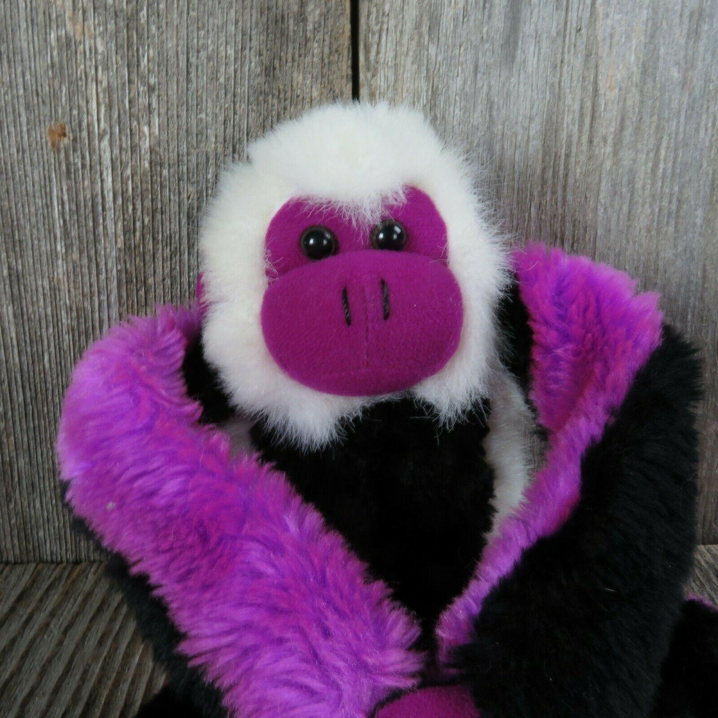 Hanging Monkey Plush Purple Black White Long Legs Fiesta Gibbon Stuffed Animal