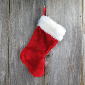 Vintage Plush Christmas Stocking Red Fuzzy Chrisha Playful Plush 1988 White Fur Type Cuff - At Grandma's Table