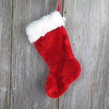 Load image into Gallery viewer, Vintage Plush Christmas Stocking Red Fuzzy Chrisha Playful Plush 1988 White Fur Type Cuff - At Grandma&#39;s Table