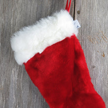 Load image into Gallery viewer, Vintage Plush Christmas Stocking Red Fuzzy Chrisha Playful Plush 1988 White Fur Type Cuff - At Grandma&#39;s Table