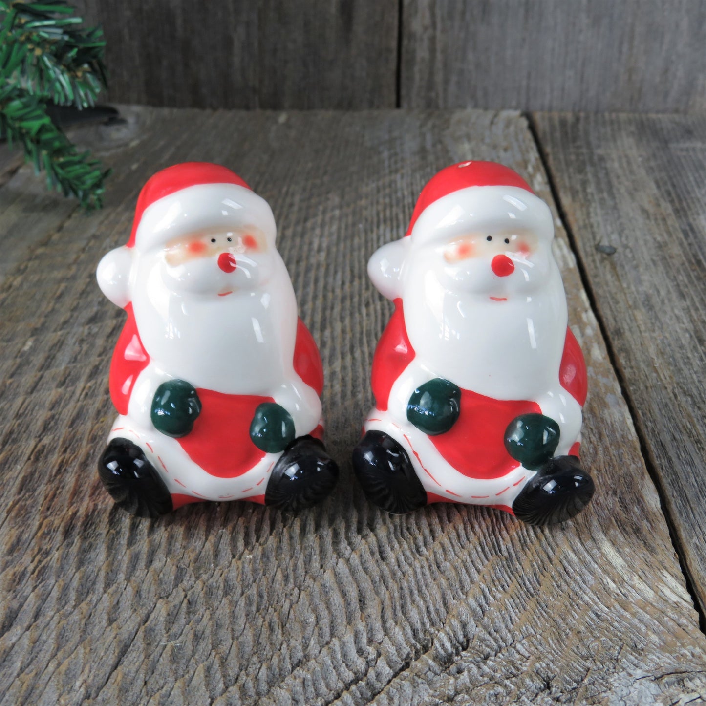 Vintage Sitting Santa Salt and Pepper Shakers Ceramic Christmas