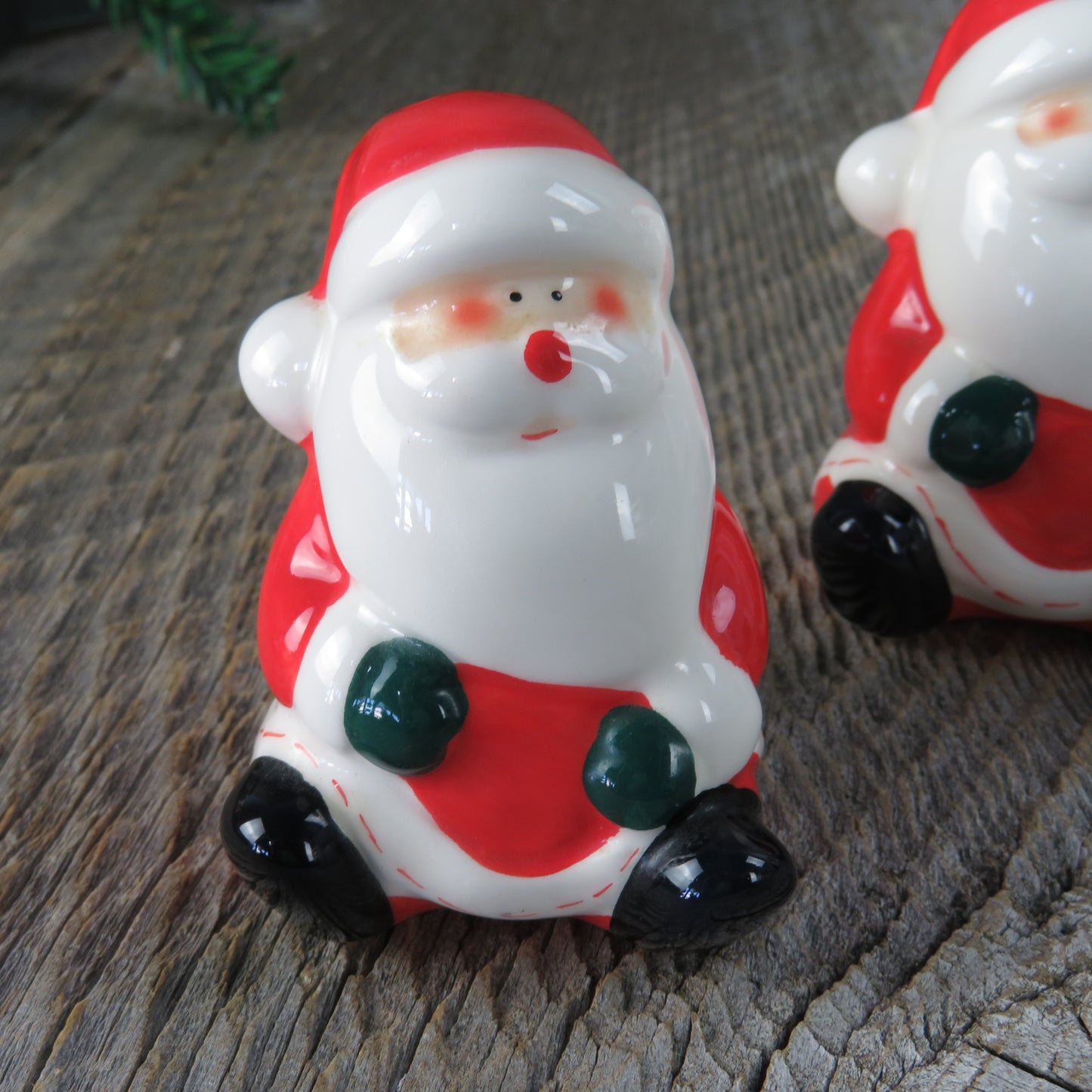 Vintage Sitting Santa Salt and Pepper Shakers Ceramic Christmas