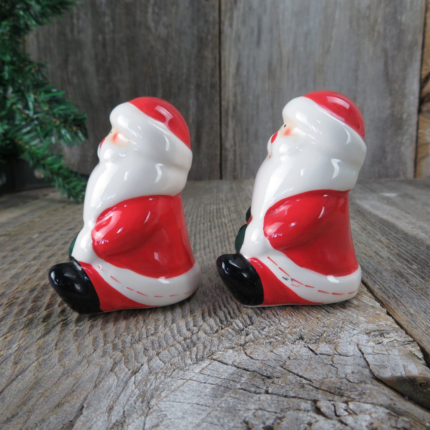 Vintage Sitting Santa Salt and Pepper Shakers Ceramic Christmas