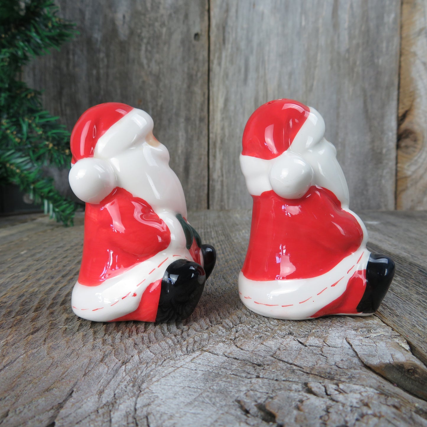 Vintage Sitting Santa Salt and Pepper Shakers Ceramic Christmas