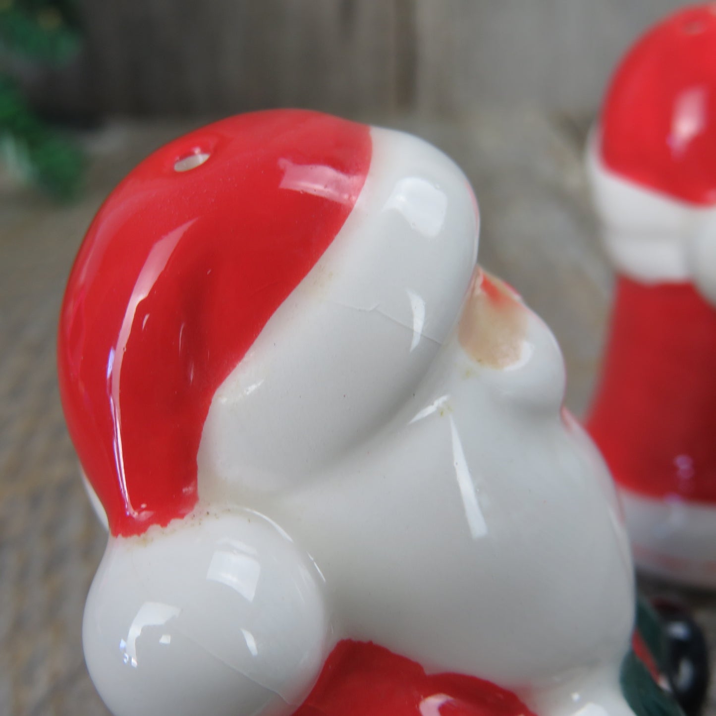 Vintage Sitting Santa Salt and Pepper Shakers Ceramic Christmas