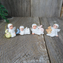 Load image into Gallery viewer, Vintage Angel with Animals Ornaments Set Easter Bunny Bird Duck Squirrel House of Lloyd Christmas