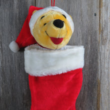 Load image into Gallery viewer, Vintage Winnie The Pooh Christmas Stocking Plush Stuffed Animal Red Santa Hat Holiday Decoration, Christmas Decoration - At Grandma&#39;s Table