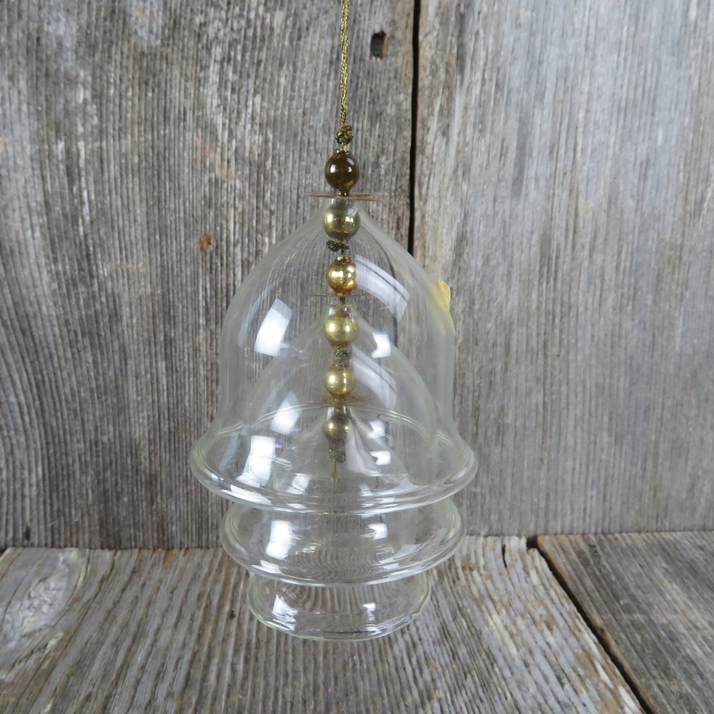 Vintage Glass Bell Ornament Graduated 3 Tier Germany Gold Christmas Ornament Tiered Bell - At Grandma's Table