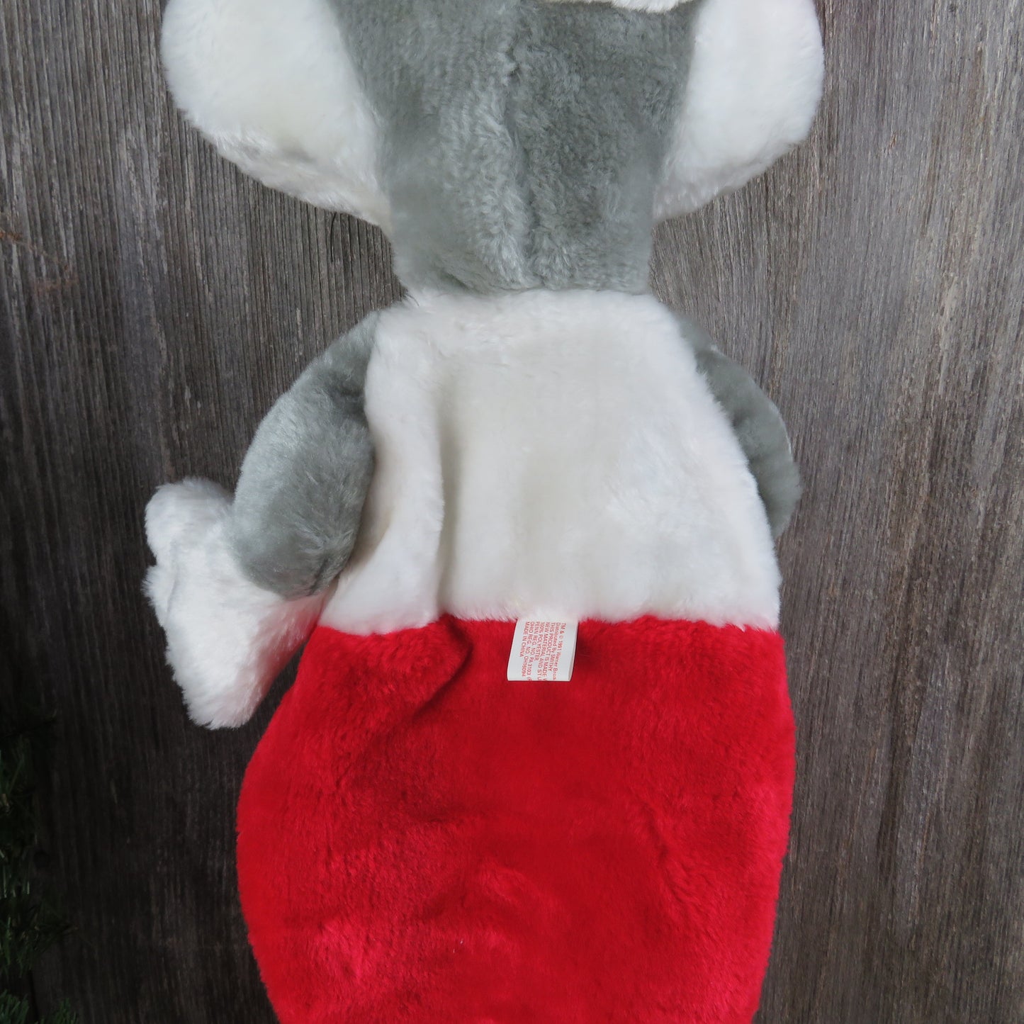 Vintage Bugs Bunny Christmas Stocking Plush Looney Tunes Warner Brothers Carrot Santa Hat 1990