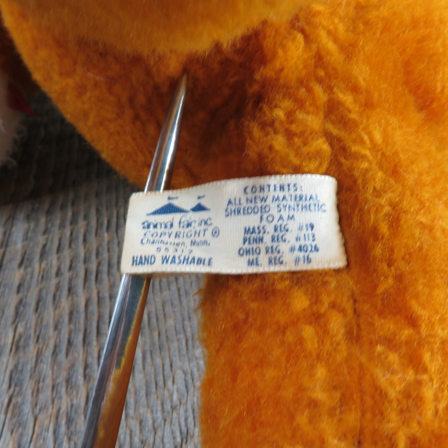 Vintage Teddy Bear Plush Orange Blue Nose White Face Animal Fair Stuffed Animal Cocker Bank 1975 - At Grandma's Table
