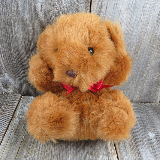 Vintage Teddy Bear Plush Fuzzy Stuffed Animal Red Newman Import Company Korea - At Grandma's Table