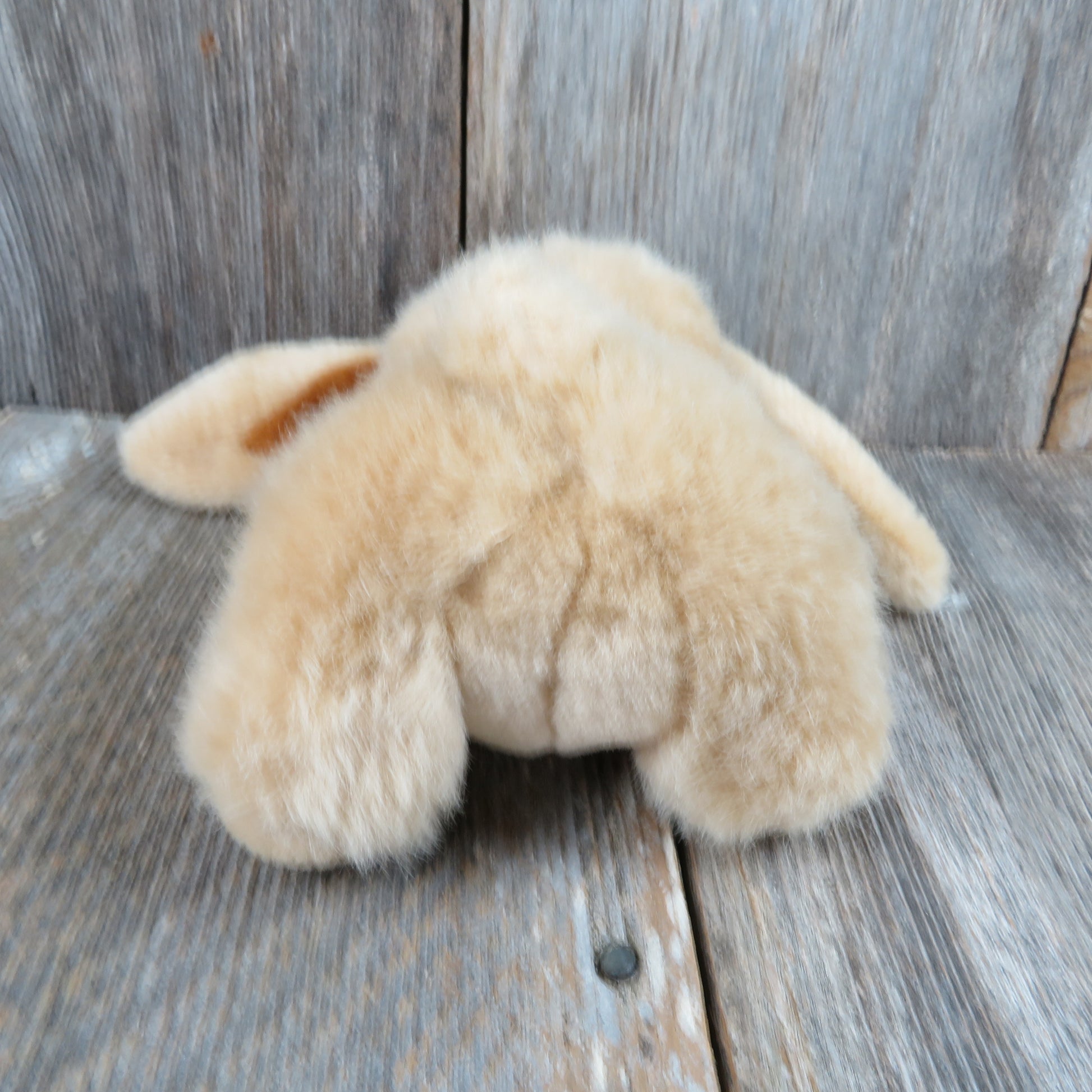Vintage Bunny Rabbit Plush with Bow Stuffed Animal Tan Brown Easter - At Grandma's Table
