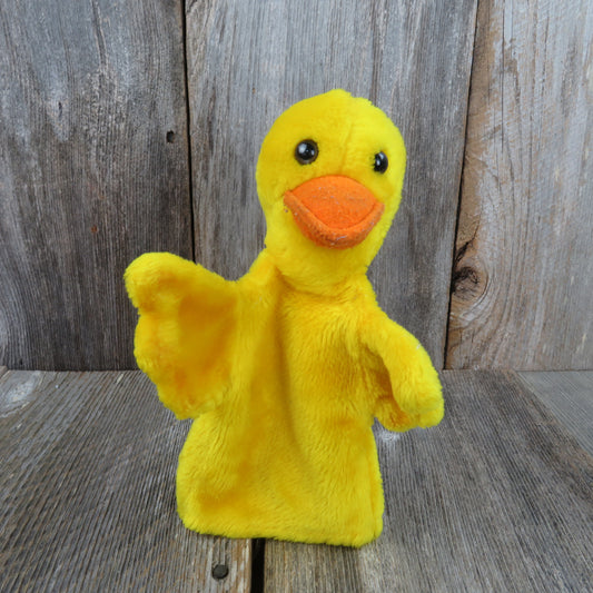 Vintage Yellow Duck Puppet Plush Dakin Stuffed Animal Korea 1975 - At Grandma's Table