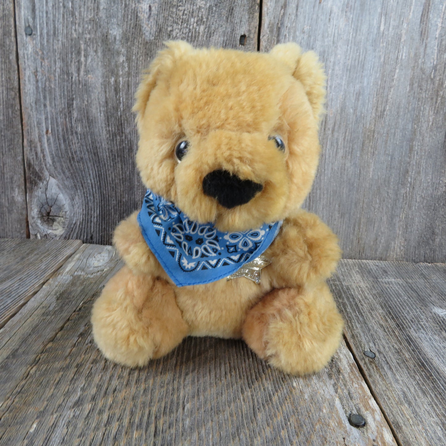 Vintage Teddy Bear Sheriff Plush Avon Beariff Stuffed Animal Blue Bandanna 1986 - At Grandma's Table