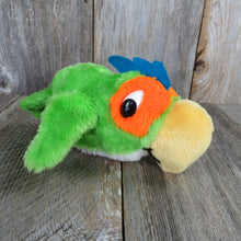 Load image into Gallery viewer, Vintage Parrot Plush Musical Conure Bird Dakin Rattle Chime Stuffed Animal Green White - At Grandma&#39;s Table