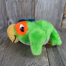 Load image into Gallery viewer, Vintage Parrot Plush Musical Conure Bird Dakin Rattle Chime Stuffed Animal Green White - At Grandma&#39;s Table