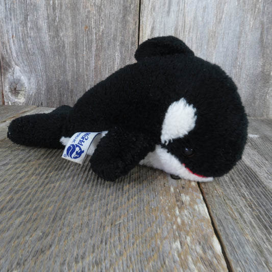 Vintage Whale Orca Plush Shamu Killer Whale Stuffed Animal Sea World Black White 1980 Taiwan - At Grandma's Table