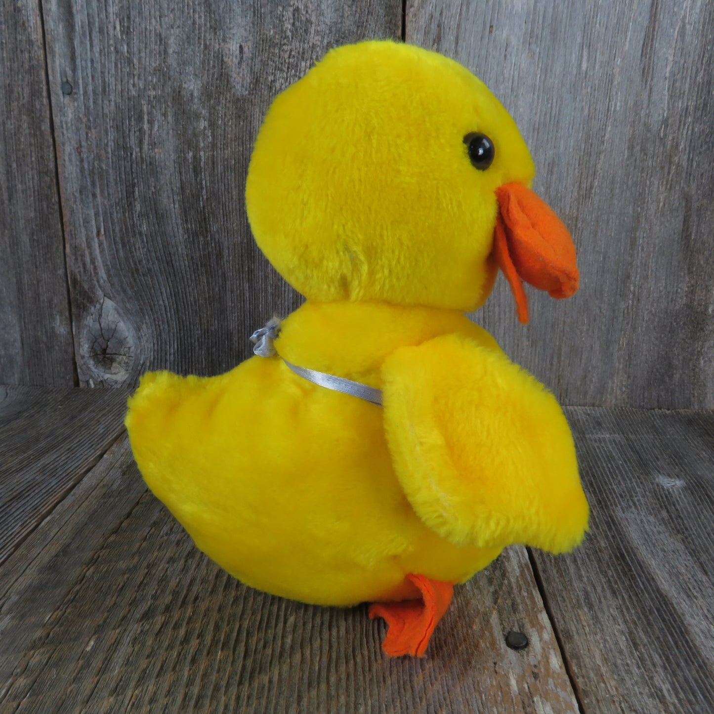 Vintage Duck Chick Plush Fun Farm Bird Stuffed Animal Yellow Blue Apron Easter Korea 1981 - At Grandma's Table