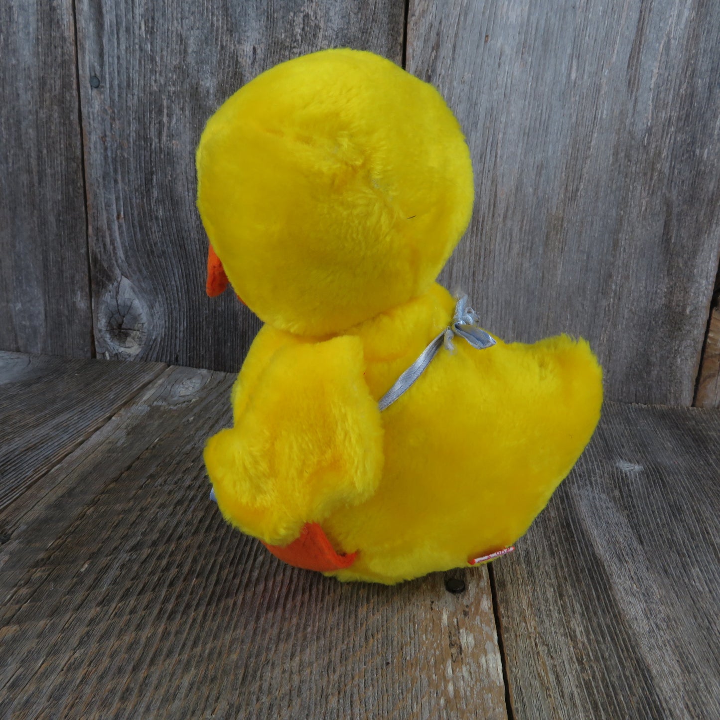 Vintage Duck Chick Plush Fun Farm Bird Stuffed Animal Yellow Blue Apron Easter Korea 1981 - At Grandma's Table