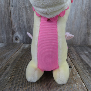 Vintage Dragon Plush Yellow Pink Hasbro Be More Changeable Stuffed Animal 1987 Ganz Bros - At Grandma's Table