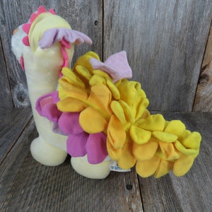 Vintage Dragon Plush Yellow Pink Hasbro Be More Changeable Stuffed Animal 1987 Ganz Bros - At Grandma's Table