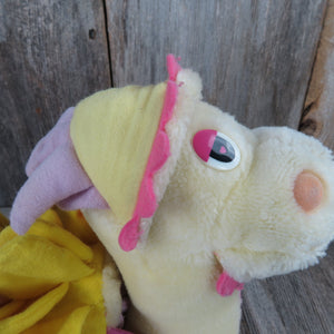 Vintage Dragon Plush Yellow Pink Hasbro Be More Changeable Stuffed Animal 1987 Ganz Bros - At Grandma's Table