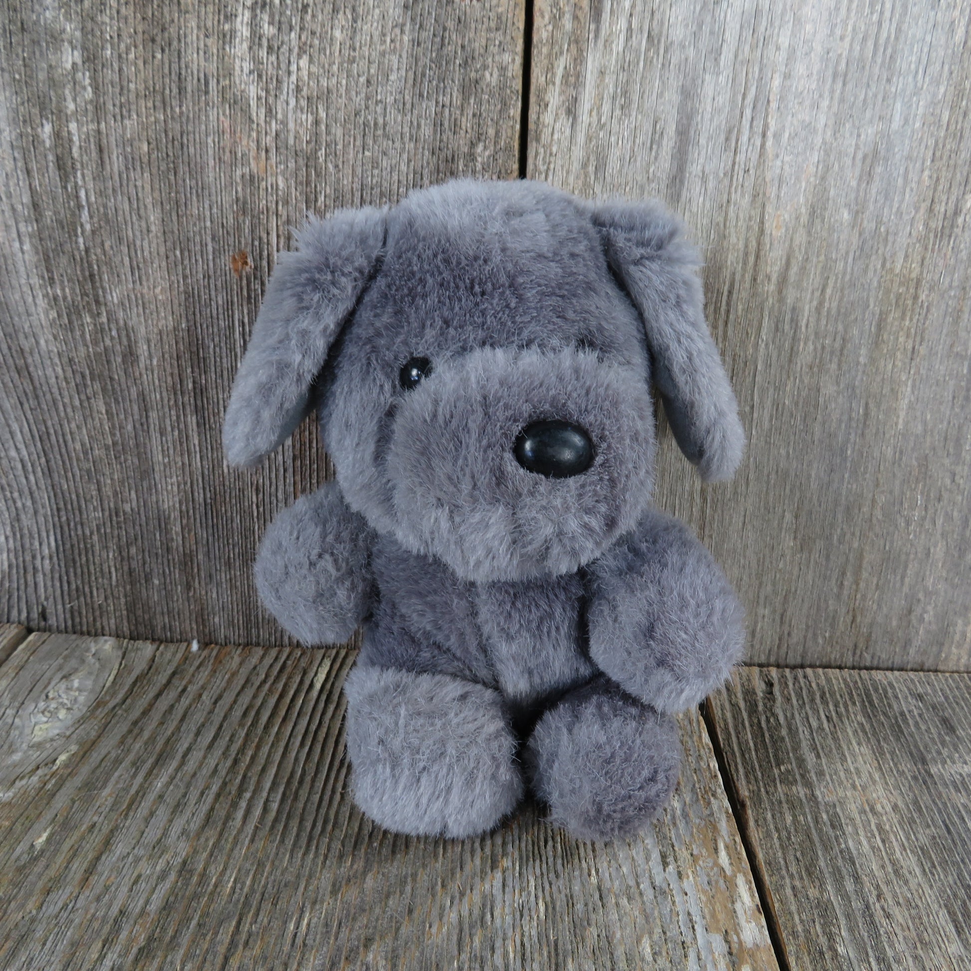 Vintage Dog Puppy Plush Grey Gray Plastic Nose MTY International  Taiwan - At Grandma's Table