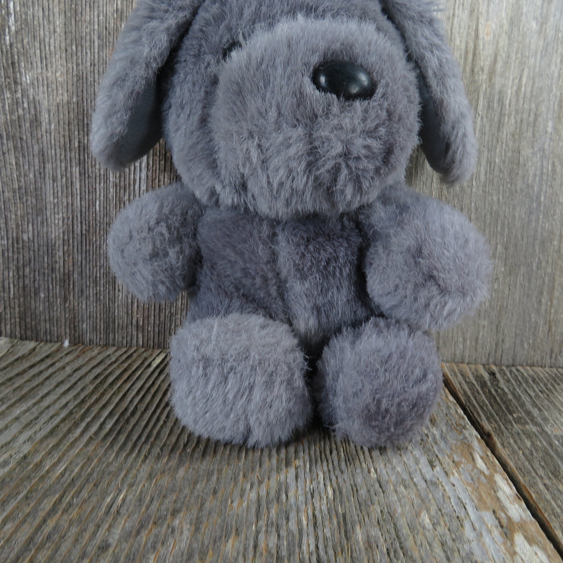 Vintage Dog Puppy Plush Grey Gray Plastic Nose MTY International  Taiwan - At Grandma's Table