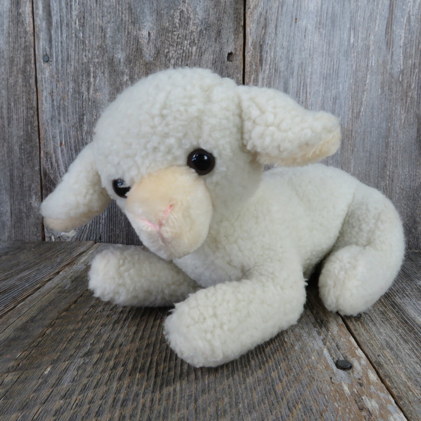 Vintage Sheep Plush Lamb Sherpa Dakin Cream White Easter Stuffed Animal 1982 - At Grandma's Table