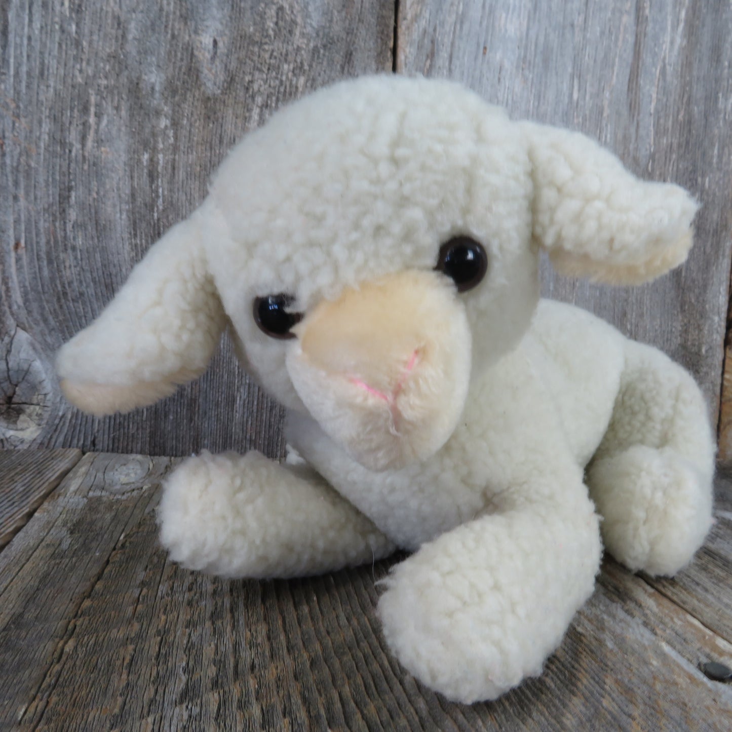 Vintage Sheep Plush Lamb Sherpa Dakin Cream White Easter Stuffed Animal 1982 - At Grandma's Table