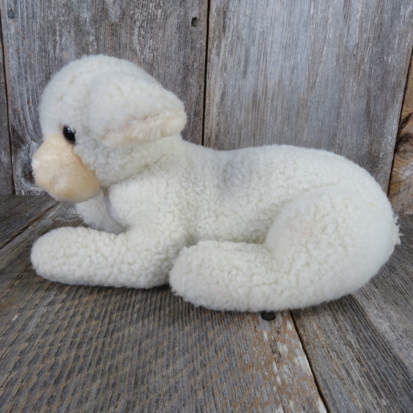 Vintage Sheep Plush Lamb Sherpa Dakin Cream White Easter Stuffed Animal 1982 - At Grandma's Table