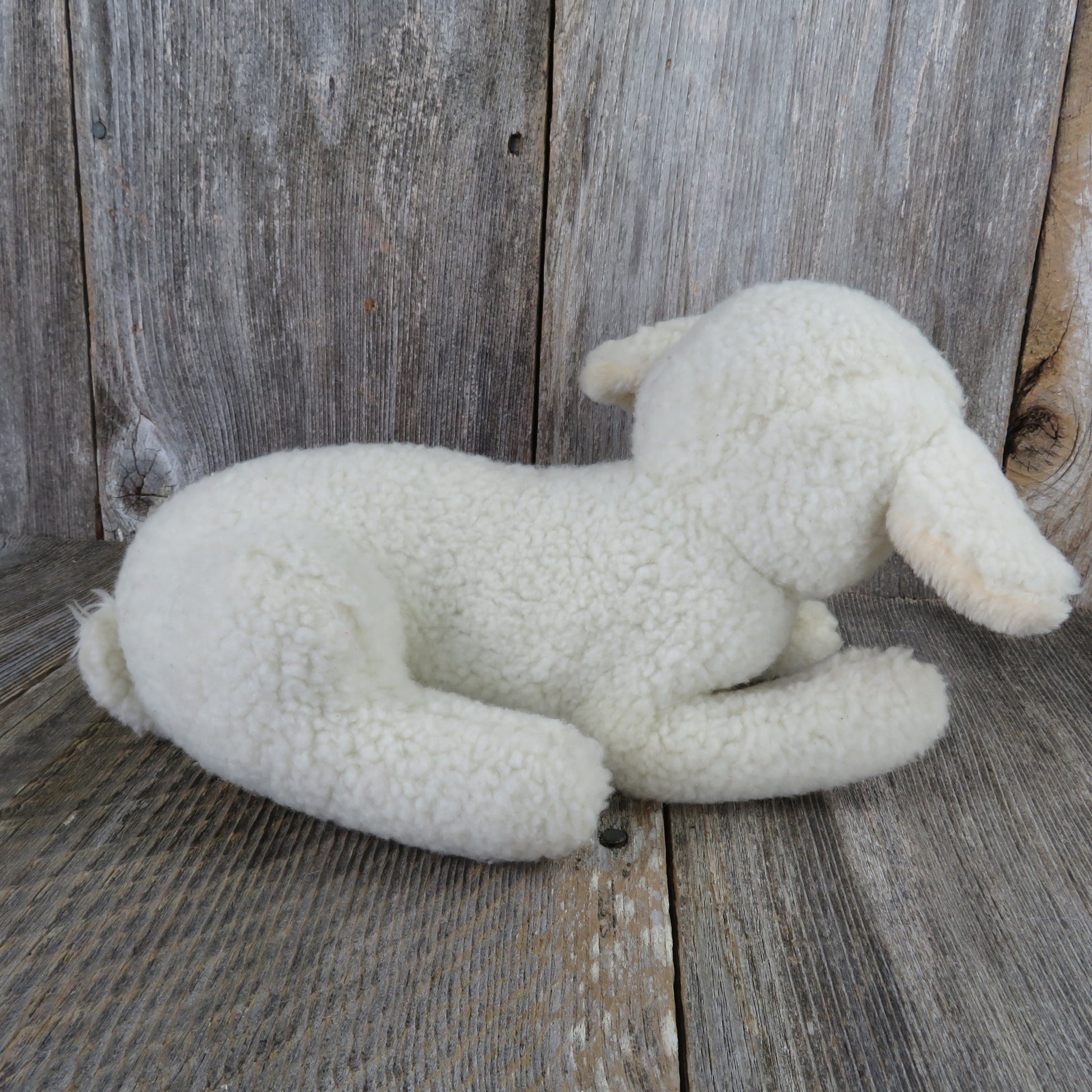 Vintage Sheep Plush Lamb Sherpa Dakin Cream White Easter Stuffed Animal 1982 - At Grandma's Table