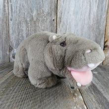 Load image into Gallery viewer, Vintage Hippo Plush Grey Stuffed Animal Pink Gray American Wego Plastic Eyelids 10 inches - At Grandma&#39;s Table