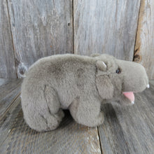 Load image into Gallery viewer, Vintage Hippo Plush Grey Stuffed Animal Pink Gray American Wego Plastic Eyelids 10 inches - At Grandma&#39;s Table