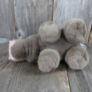 Vintage Hippo Plush Grey Stuffed Animal Pink Gray American Wego Plastic Eyelids 10 inches - At Grandma's Table