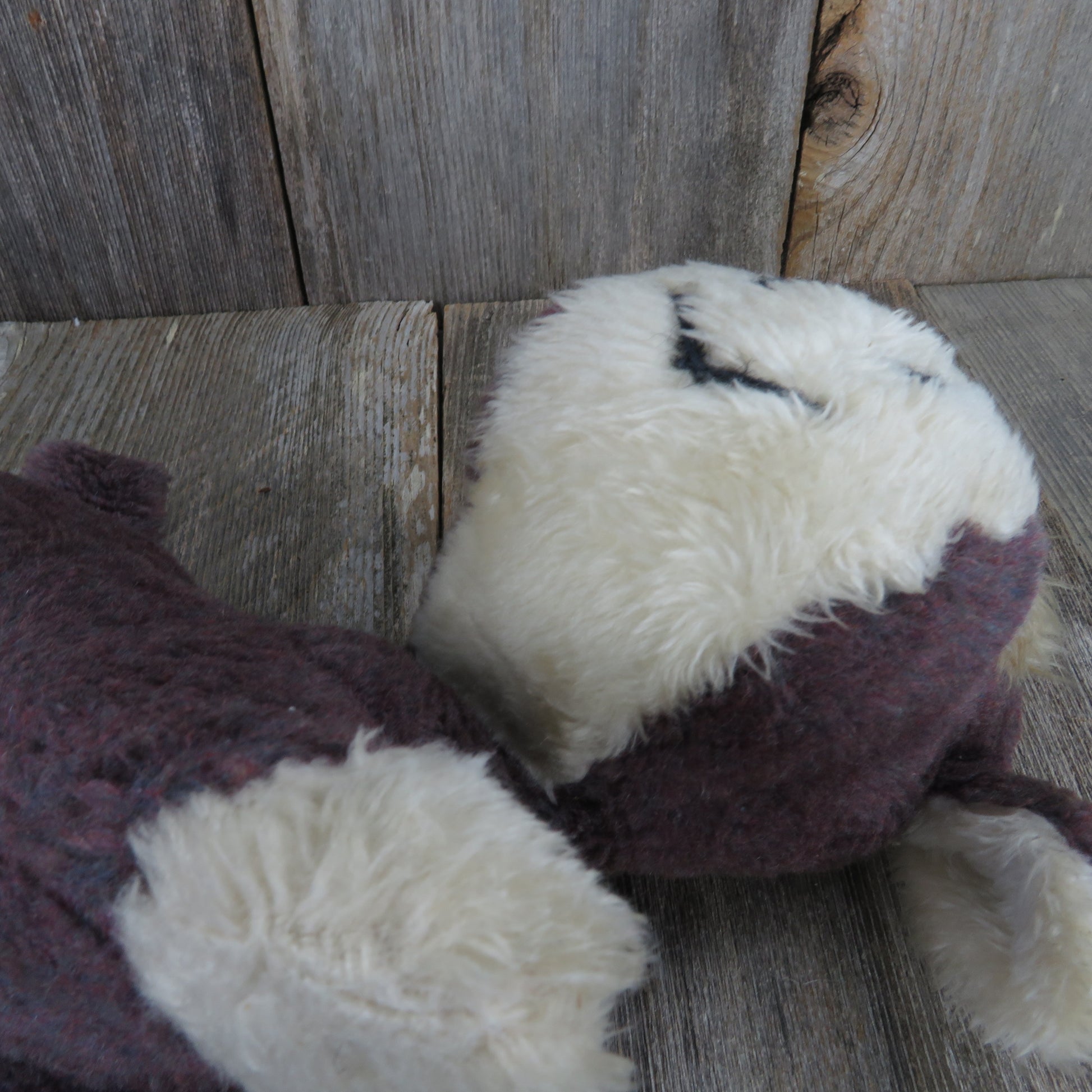 Vintage Cow Plush Purple Bull Stuffed Animal Heifer Horns White Brown - At Grandma's Table