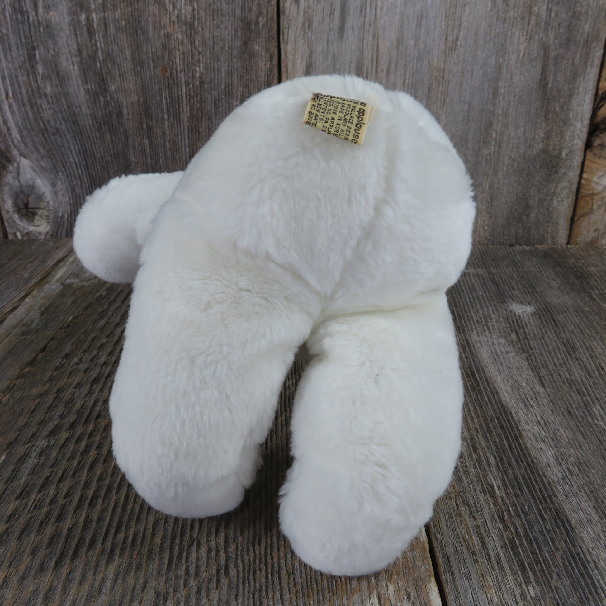 Vintage Teddy Bear Plush White Brown Flocked Nose Applause Wallace Berrie 1986 Korea - At Grandma's Table