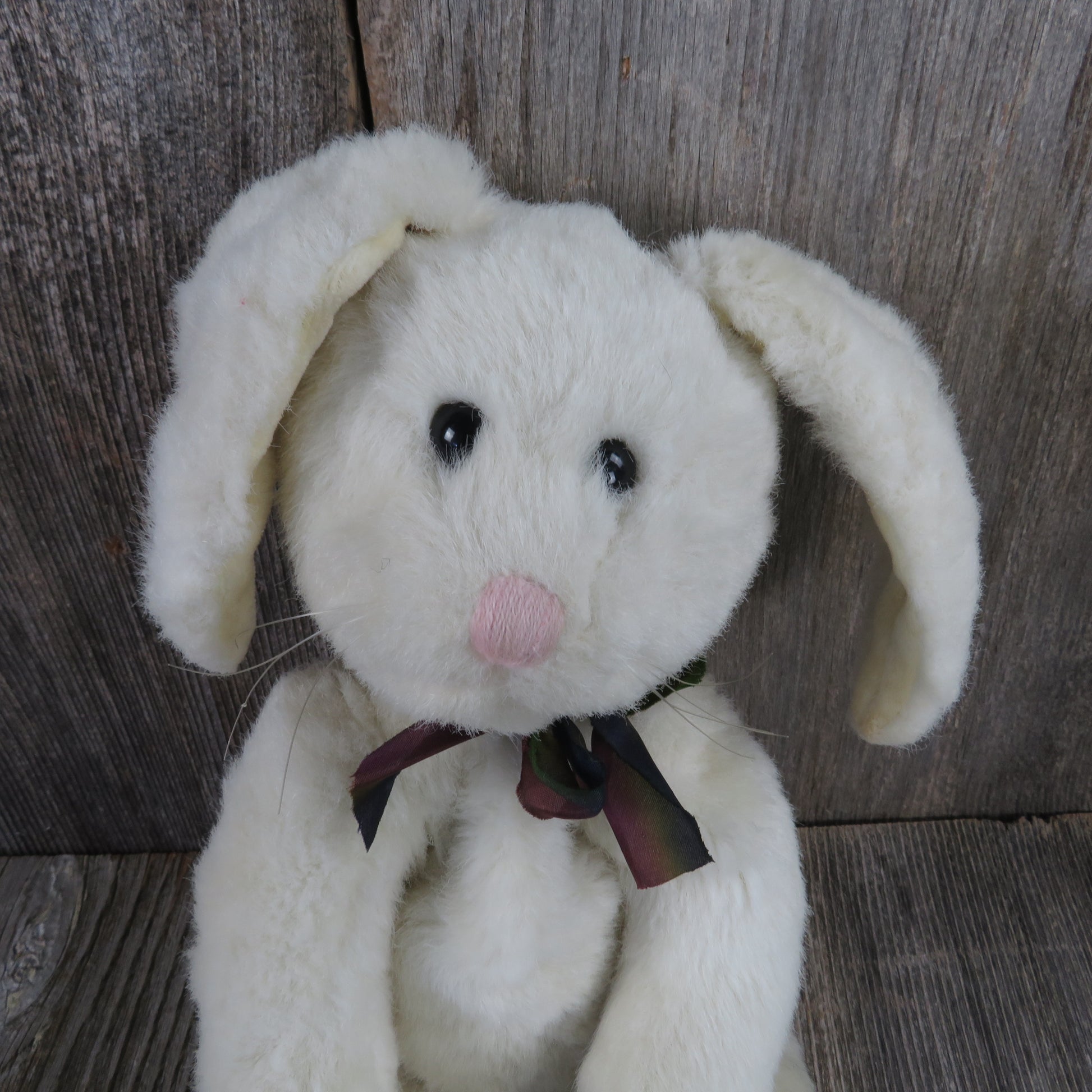 Vintage White Bunny Rabbit Plush Boyd's Large Beanie 1987 Easter Jointed Floppy Stuffed Animal - At Grandma's Table