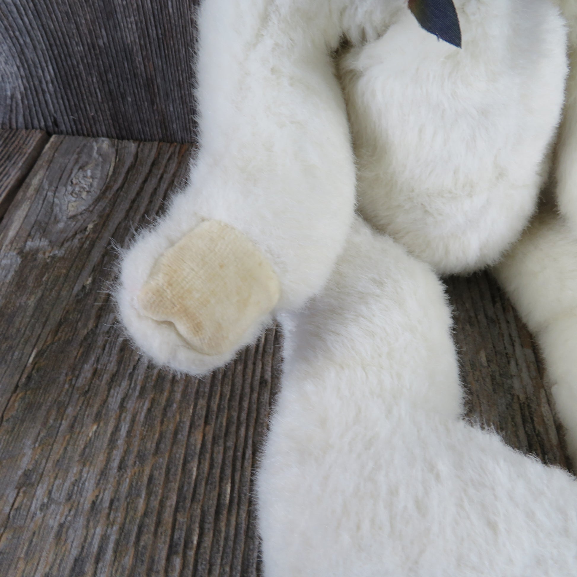 Vintage White Bunny Rabbit Plush Boyd's Large Beanie 1987 Easter Jointed Floppy Stuffed Animal - At Grandma's Table