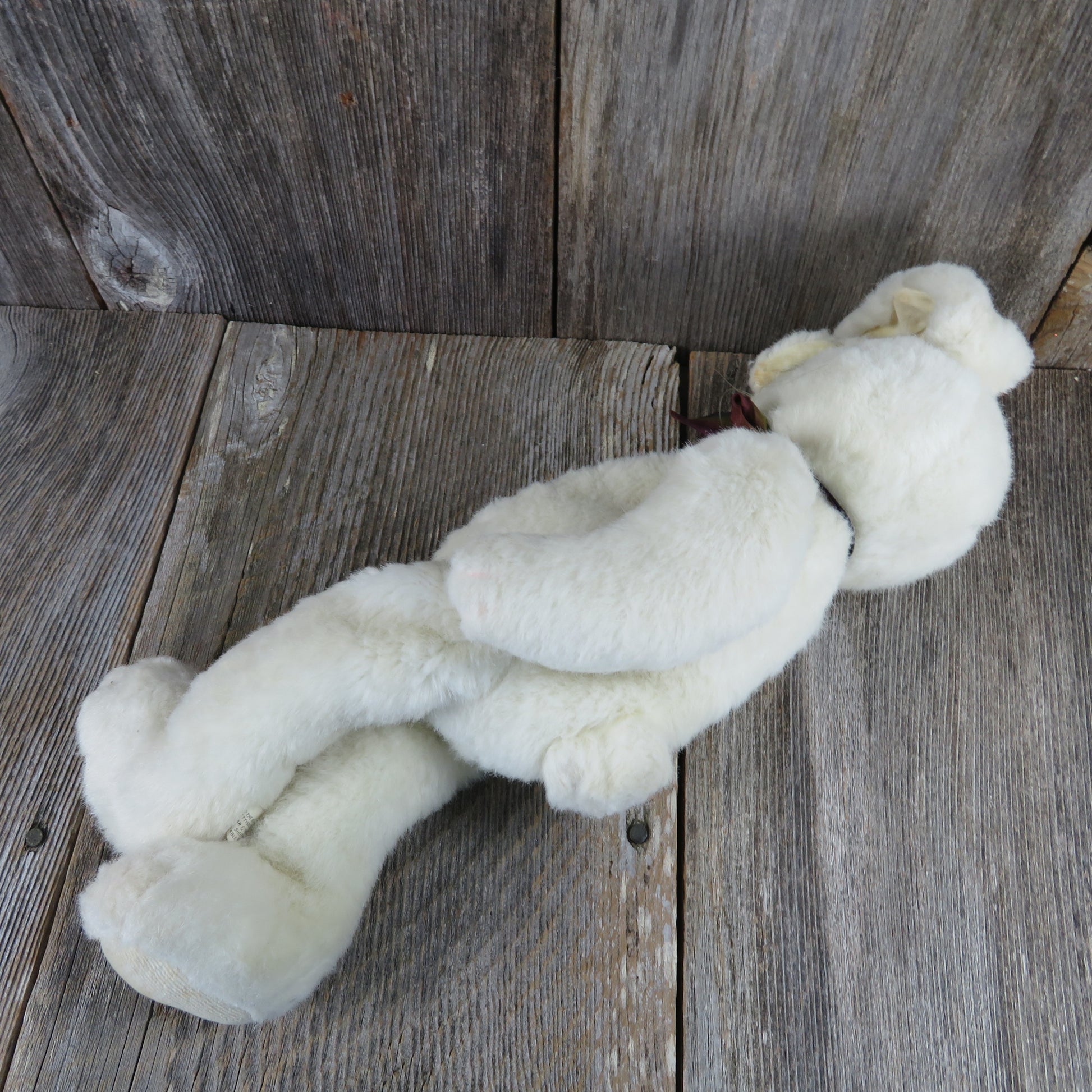 Vintage White Bunny Rabbit Plush Boyd's Large Beanie 1987 Easter Jointed Floppy Stuffed Animal - At Grandma's Table