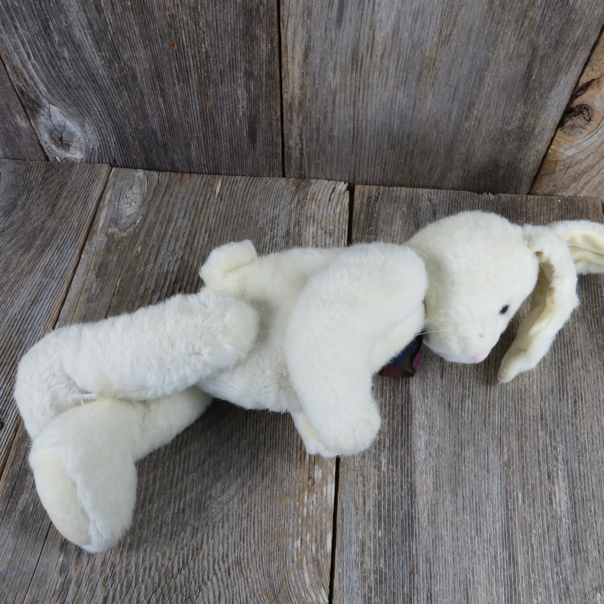 Vintage White Bunny Rabbit Plush Boyd's Large Beanie 1987 Easter Jointed Floppy Stuffed Animal - At Grandma's Table