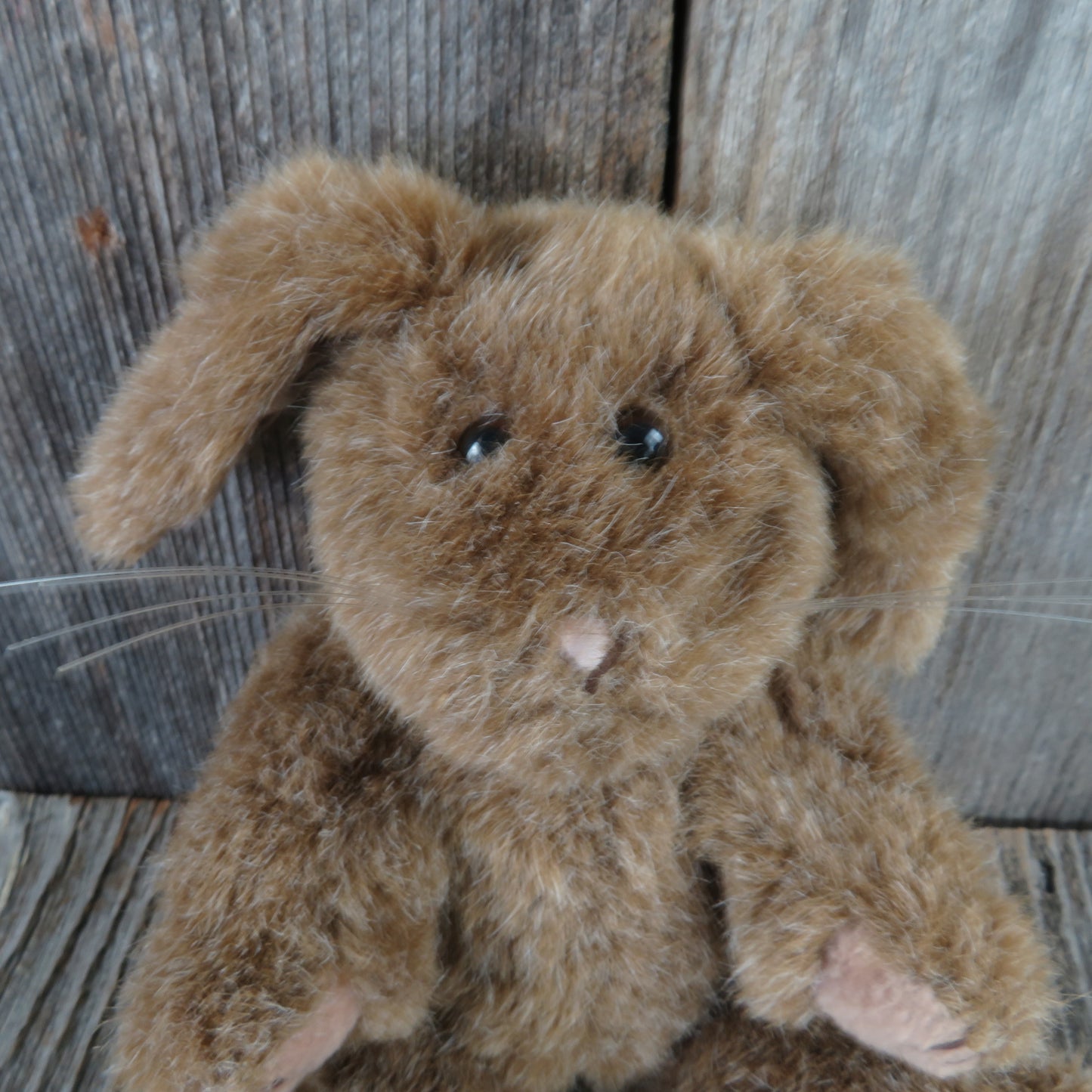 Vintage Rabbit Plush Chrisha Playful Plush Brown Jointed Easter Bunny Stuffed Animal 1988 Velvet Ears - At Grandma's Table