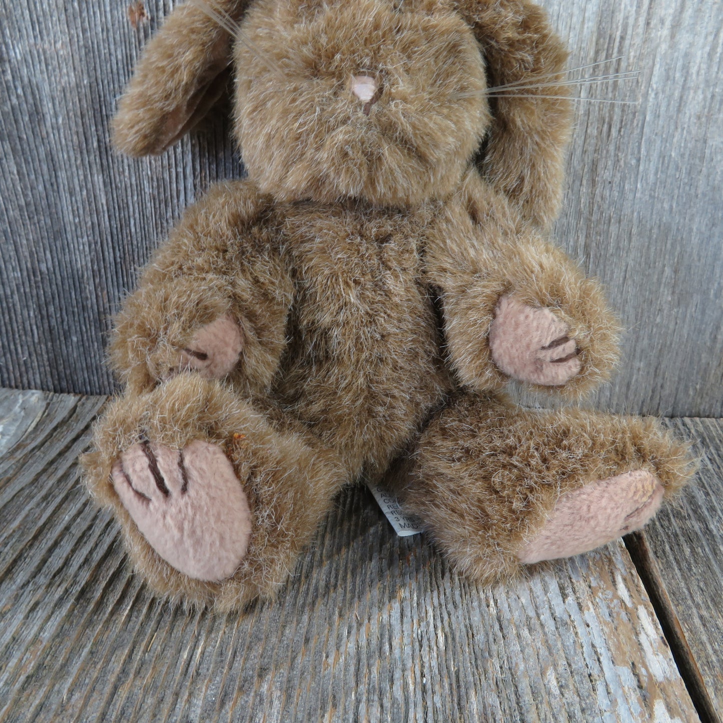 Vintage Rabbit Plush Chrisha Playful Plush Brown Jointed Easter Bunny Stuffed Animal 1988 Velvet Ears - At Grandma's Table