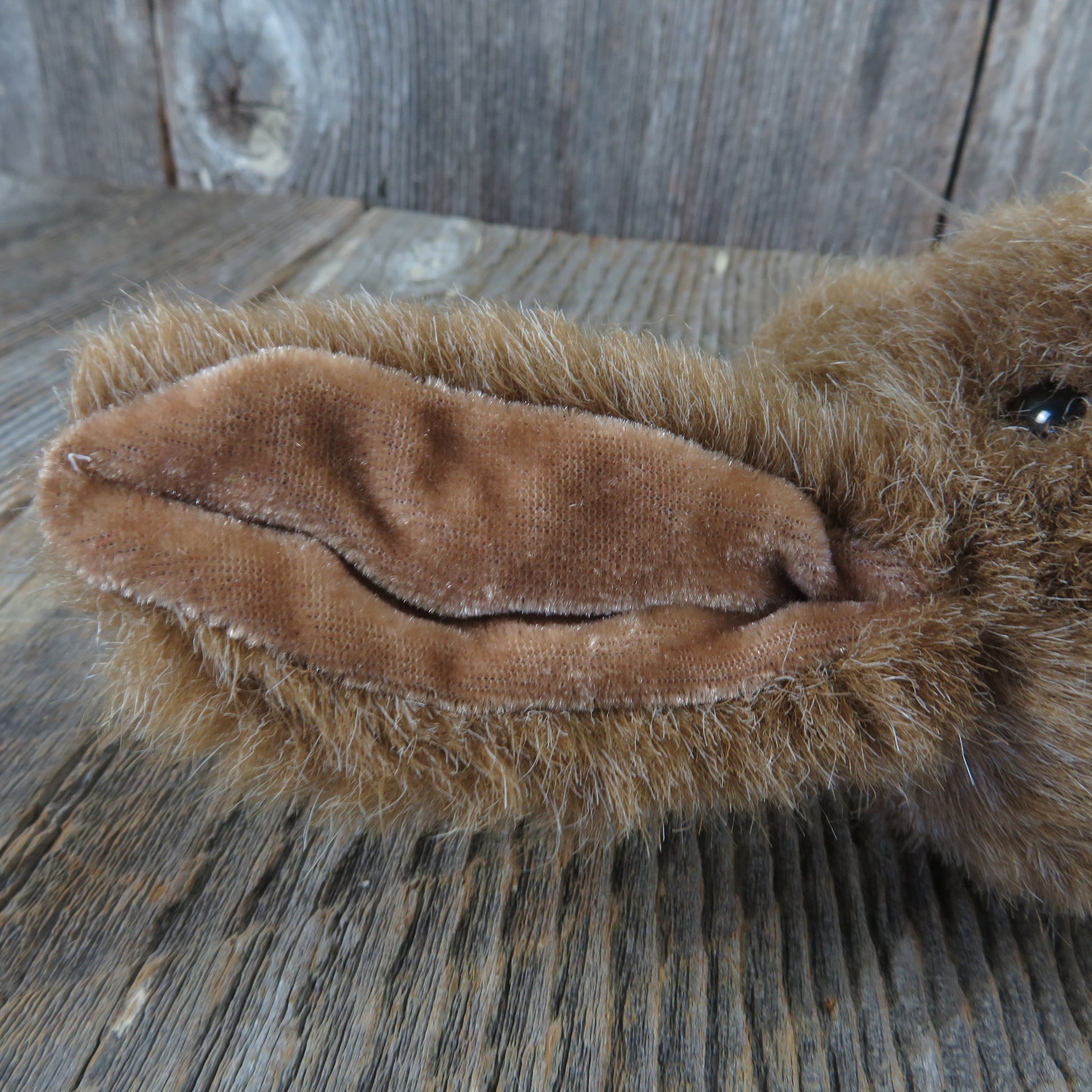 Vintage Rabbit Plush Chrisha Playful Plush Brown Jointed Easter Bunny Stuffed Animal 1988 Velvet Ears - At Grandma's Table