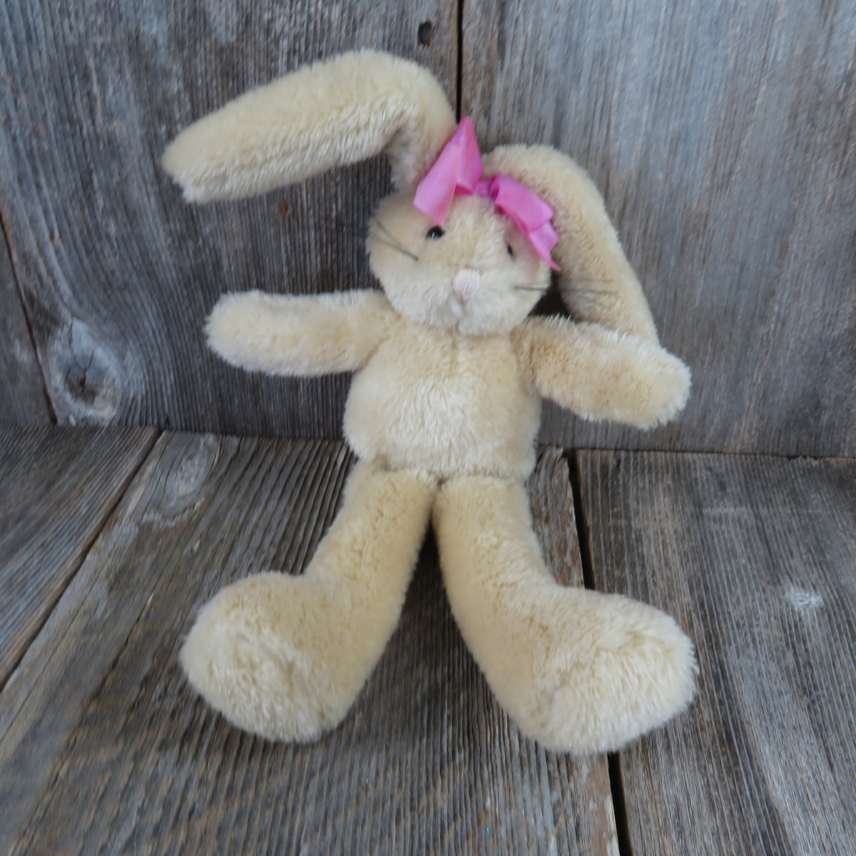 Vintage Bunny Rabbit Plush Long Legs Pink Bow Stuffed Animal Applause ...