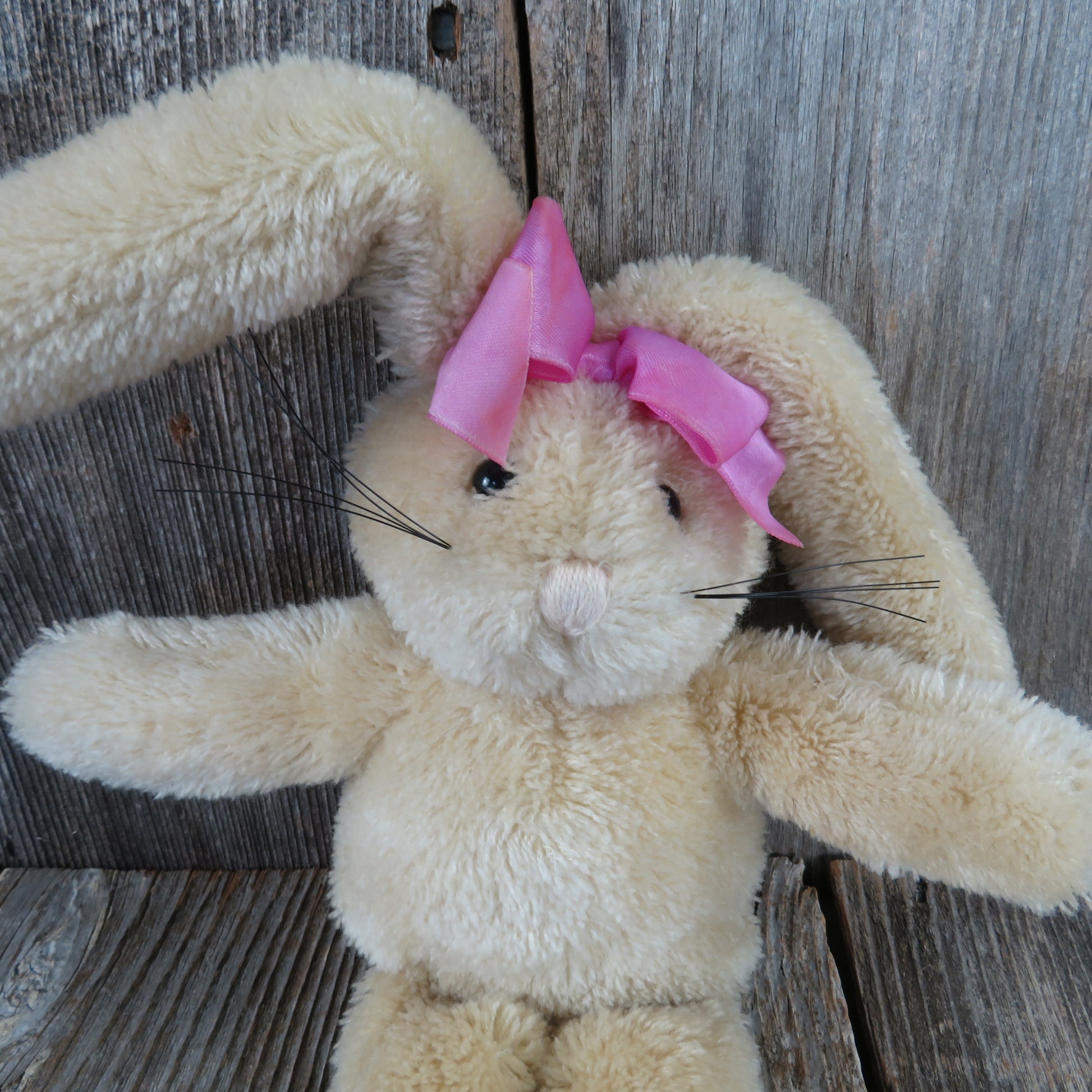 Vintage Bunny Rabbit Plush Long Legs Pink Bow Stuffed Animal Applause 1993 - At Grandma's Table